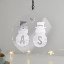 Load image into Gallery viewer, Personalised Snowman Couple Christmas Tree Decoration