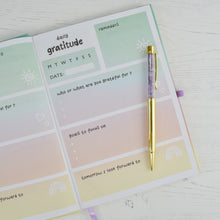 Load image into Gallery viewer, Personalised Daily Gratitude Notebook and Amethyst Crystal Pen
