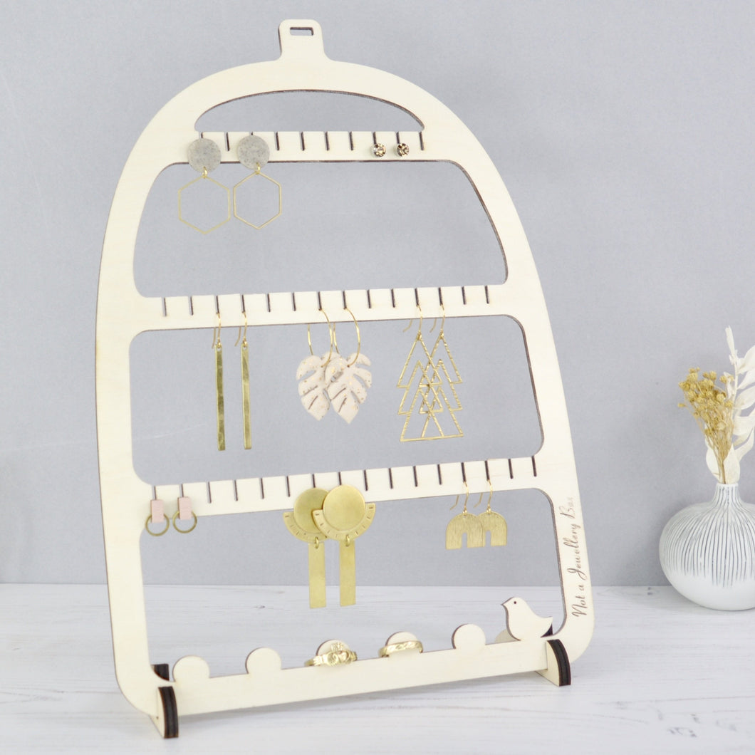 Birdcage Earring Holder - Wooden Display Stand