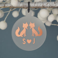 Load image into Gallery viewer, Personalised Foxes Christmas Bauble - Not a Jewellery Box