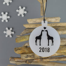Load image into Gallery viewer, Personalised Giraffe Christmas Tree Decoration - Not a Jewellery Box