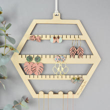 Load image into Gallery viewer, Hexagon Earring Holder - Wooden Display Stand