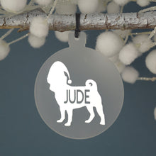Load image into Gallery viewer, Personalised Pug Christmas Tree Decoration