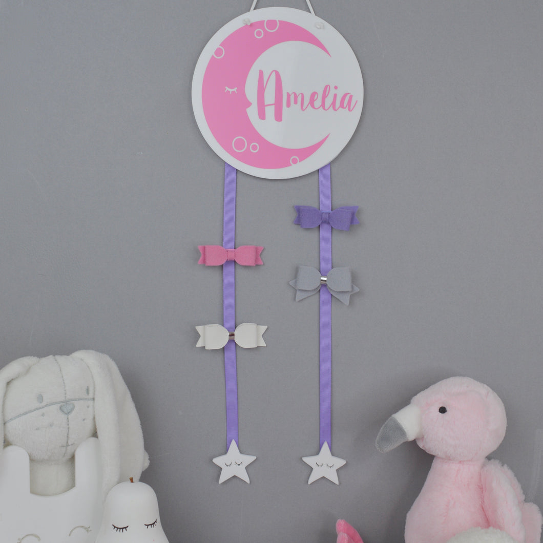 Personalised Moon and Star Hair Bow Holder