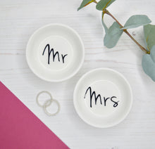 Load image into Gallery viewer, Mr & Mrs Wedding Ring Dish Set - Not a Jewellery Box