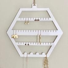 Load image into Gallery viewer, Hexagon Earring Holder - White Acrylic - Not a Jewellery Box