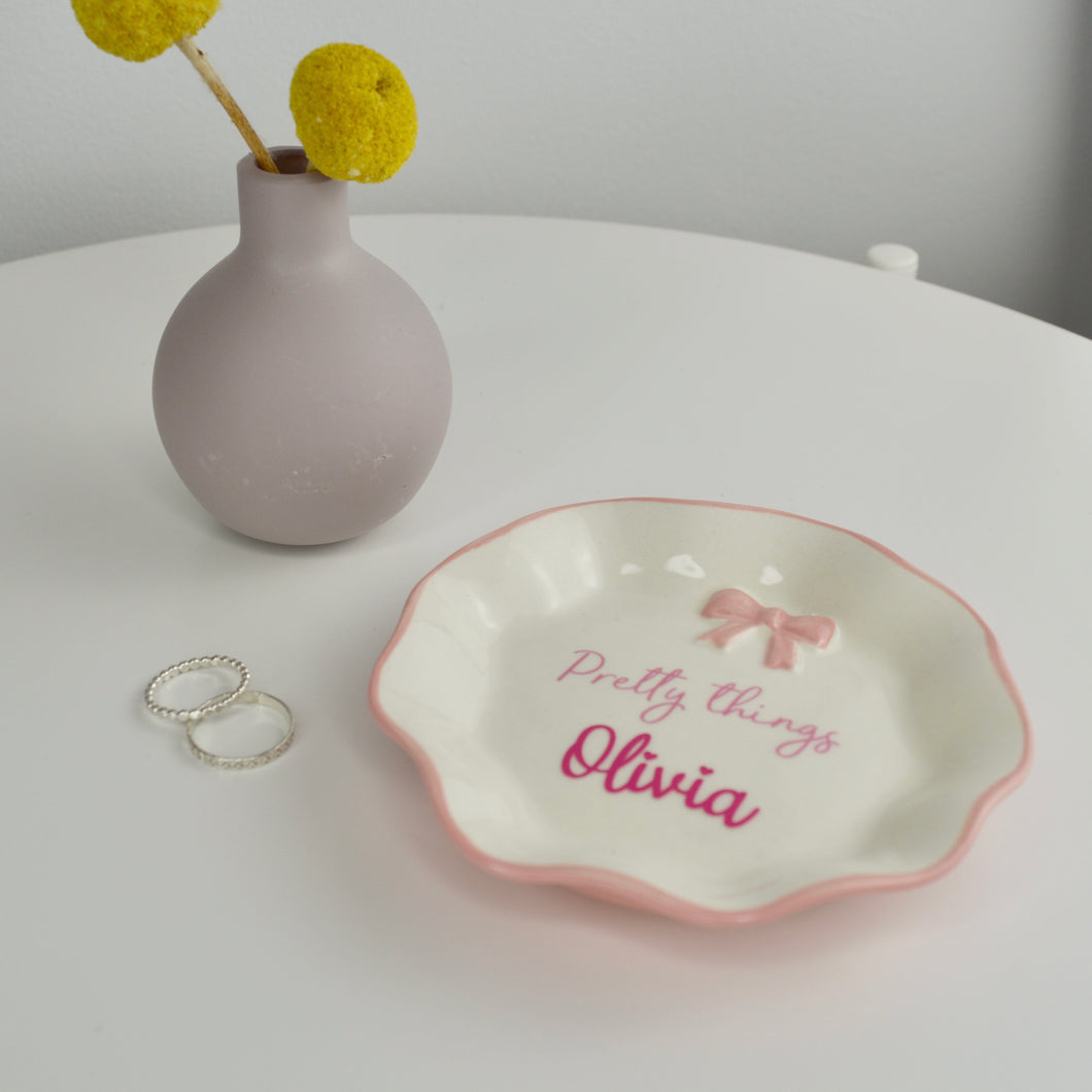 Personalised Pretty Things Bow Trinket and Jewellery Dish