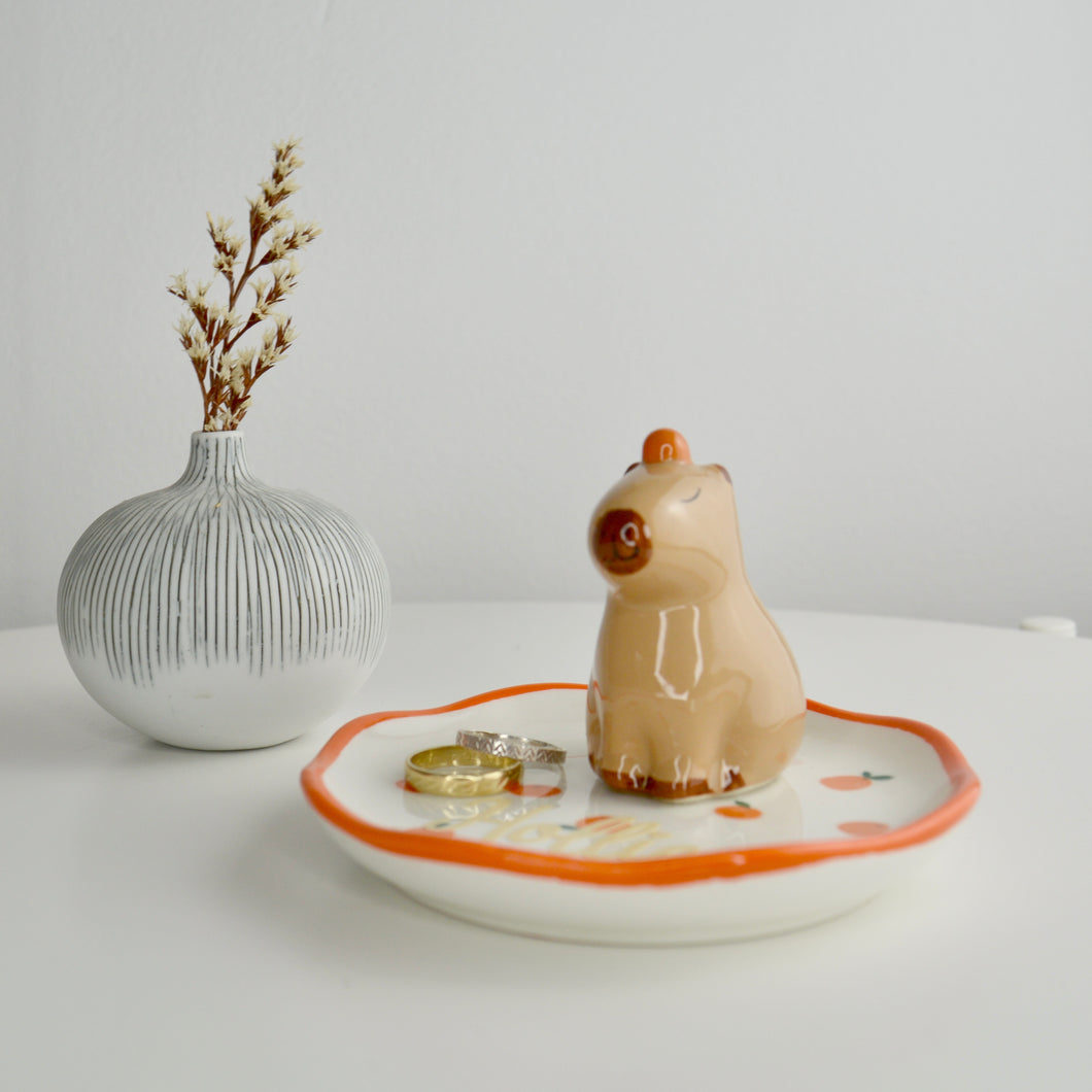 Personalised Capybara & Oranges Trinket Dish