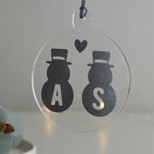 Load image into Gallery viewer, Personalised Snowman Couple Christmas Tree Decoration
