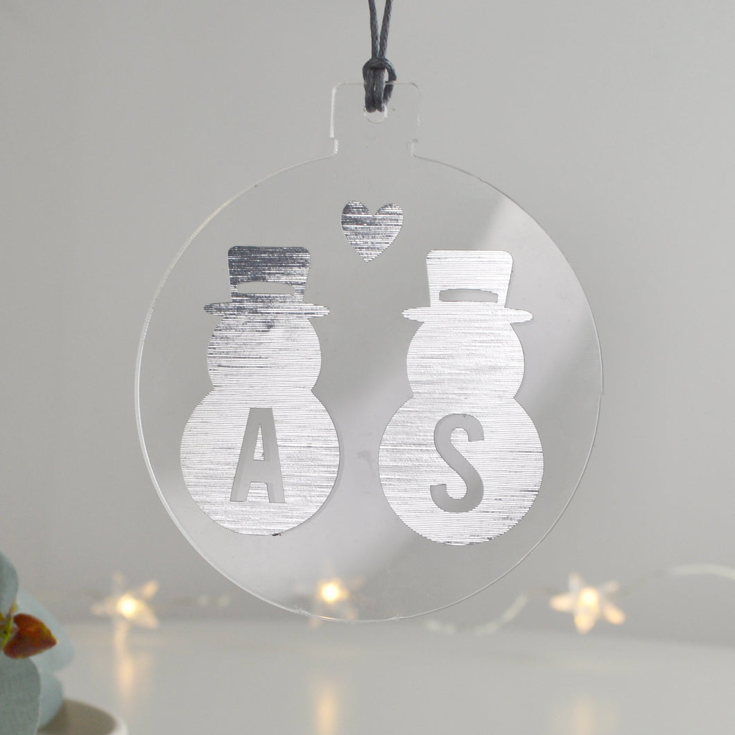 Personalised Snowman Couple Christmas Tree Decoration