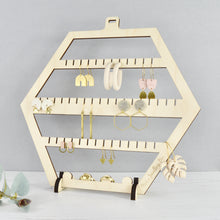 Load image into Gallery viewer, Hexagon Earring Holder - Wooden Display Stand
