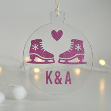 Load image into Gallery viewer, Personalised Ice Skates Christmas Bauble
