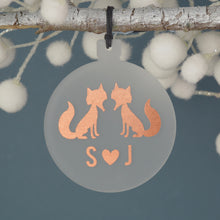 Load image into Gallery viewer, Personalised Foxes Christmas Bauble - Not a Jewellery Box
