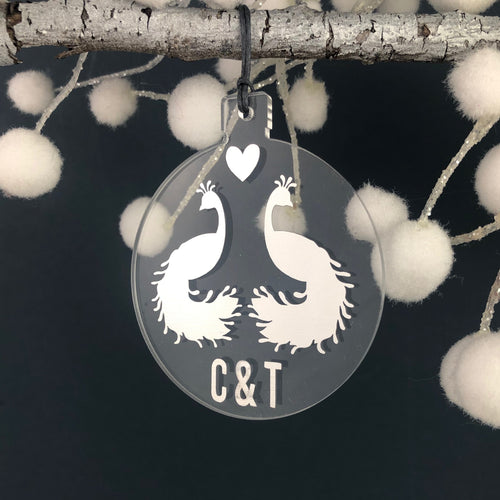 Personalised Peacock Christmas Tree Decoration - Not a Jewellery Box