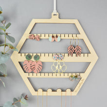 Load image into Gallery viewer, Hexagon Earring Holder - Wooden Display Stand
