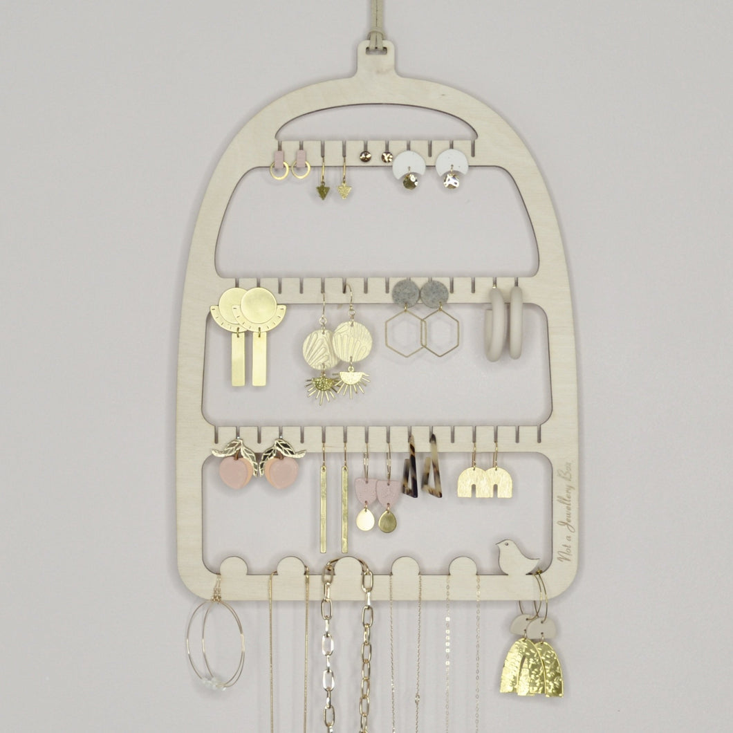 Birdcage Earring Holder - Wooden Jewellery Hanger