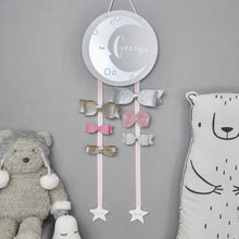 Load image into Gallery viewer, Personalised Moon and Star Hair Bow Holder - Metallic
