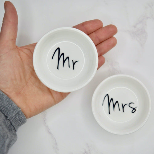 Mr & Mrs Wedding Ring Dish Set - Not a Jewellery Box