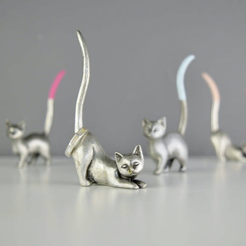 Pewter cat ring stand - Not a Jewellery Box