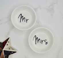 Load image into Gallery viewer, Mr &amp; Mrs Wedding Ring Dish Set - Not a Jewellery Box
